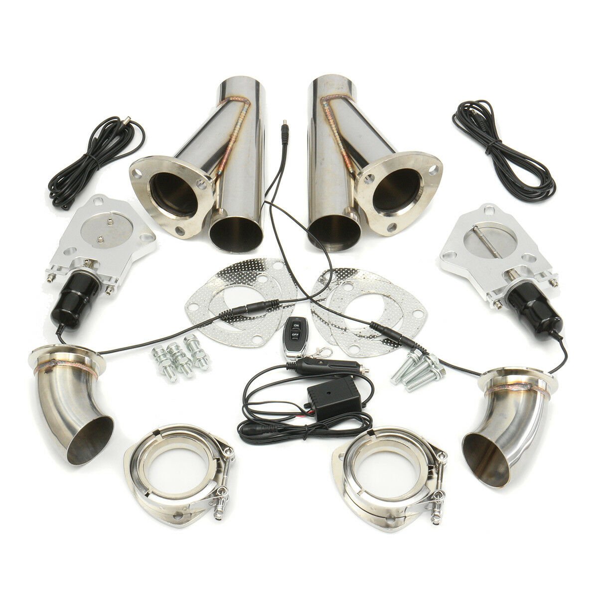 2.5 Inch 6.3mm Dual Exhaust Catback Down Pipe Cutout Valve System Electric Contr
