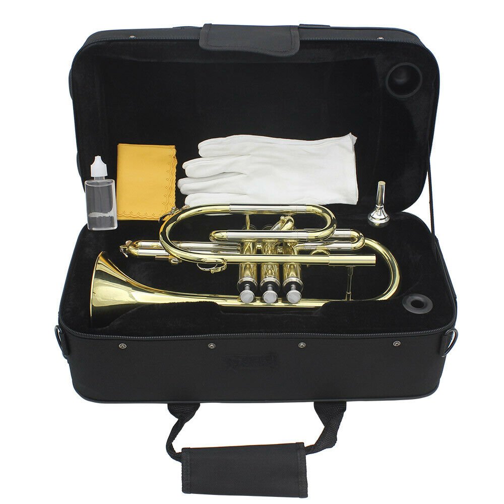 SLADE Brass Bb Mini Pocket Cornets Trumpet Kit for School Band with Case