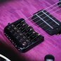 24 Frets Purple ASH body Solid Flame Maple Top Neck Fingerboard Electric Guitar