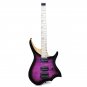 24 Frets Purple ASH body Solid Flame Maple Top Neck Fingerboard Electric Guitar