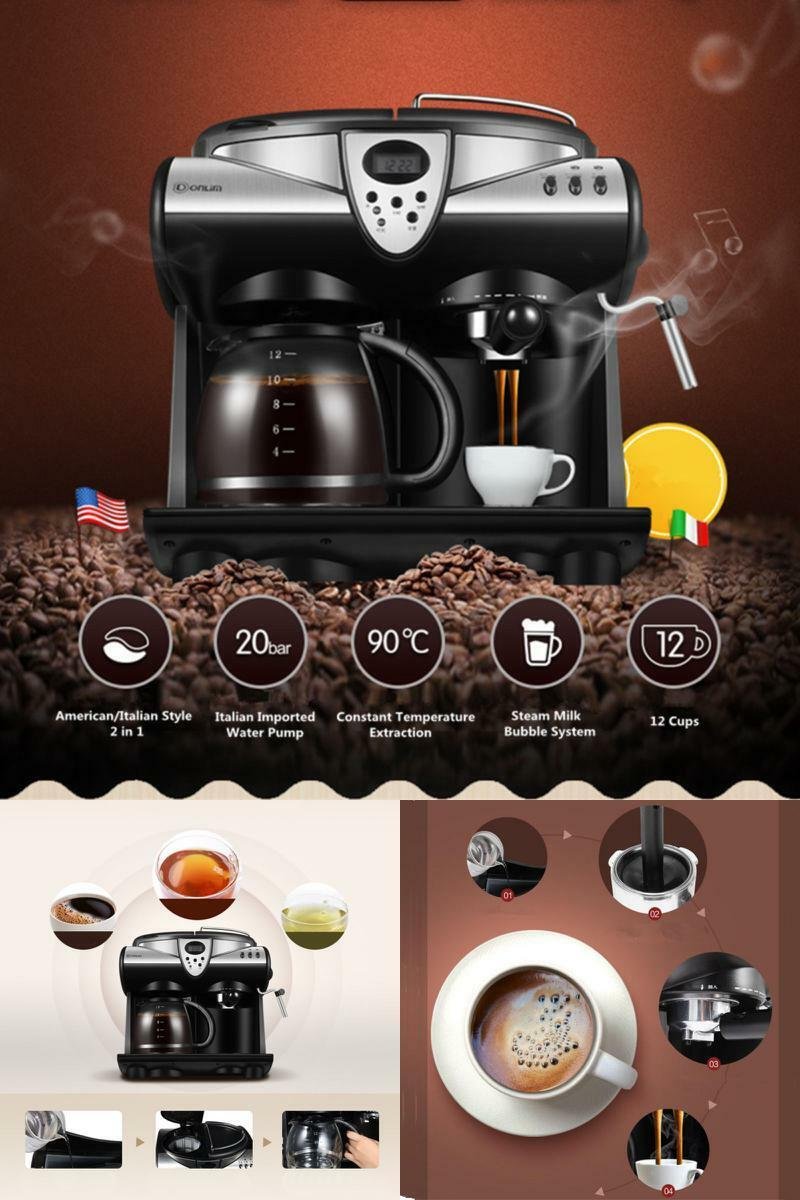 Espresso Coffee Machine Consumer and Commercial Automatic Steam Coffee Make Milk