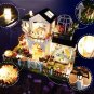 Hoomeda DIY Wood Dollhouse Miniature With LED Furniture Cover Music Happy Togeth