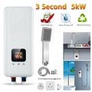 220V 5500W Mini Tankless Instant Electric Hot Water Heater Set Bathroom Shower