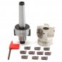 MT2 M10 Shank 50mm CNC Flute Face End Mill Cutter with 10pcs Carbide Inserts