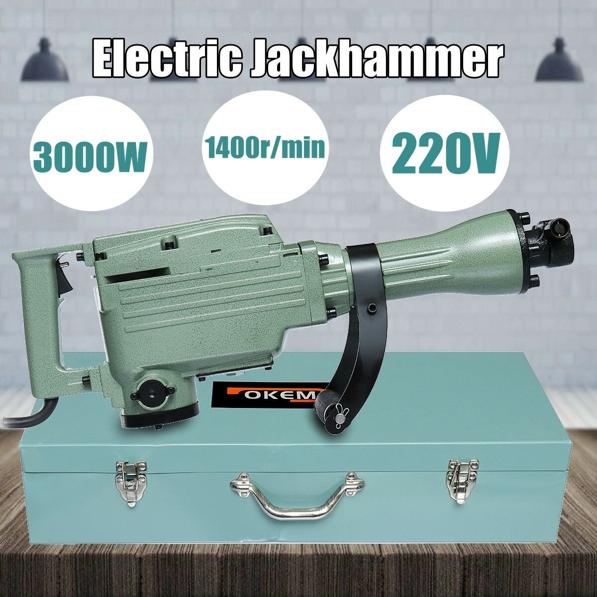 65 Type 220V 3000W Demolition Hammers Electric Jackhammer Concrete Breaker With