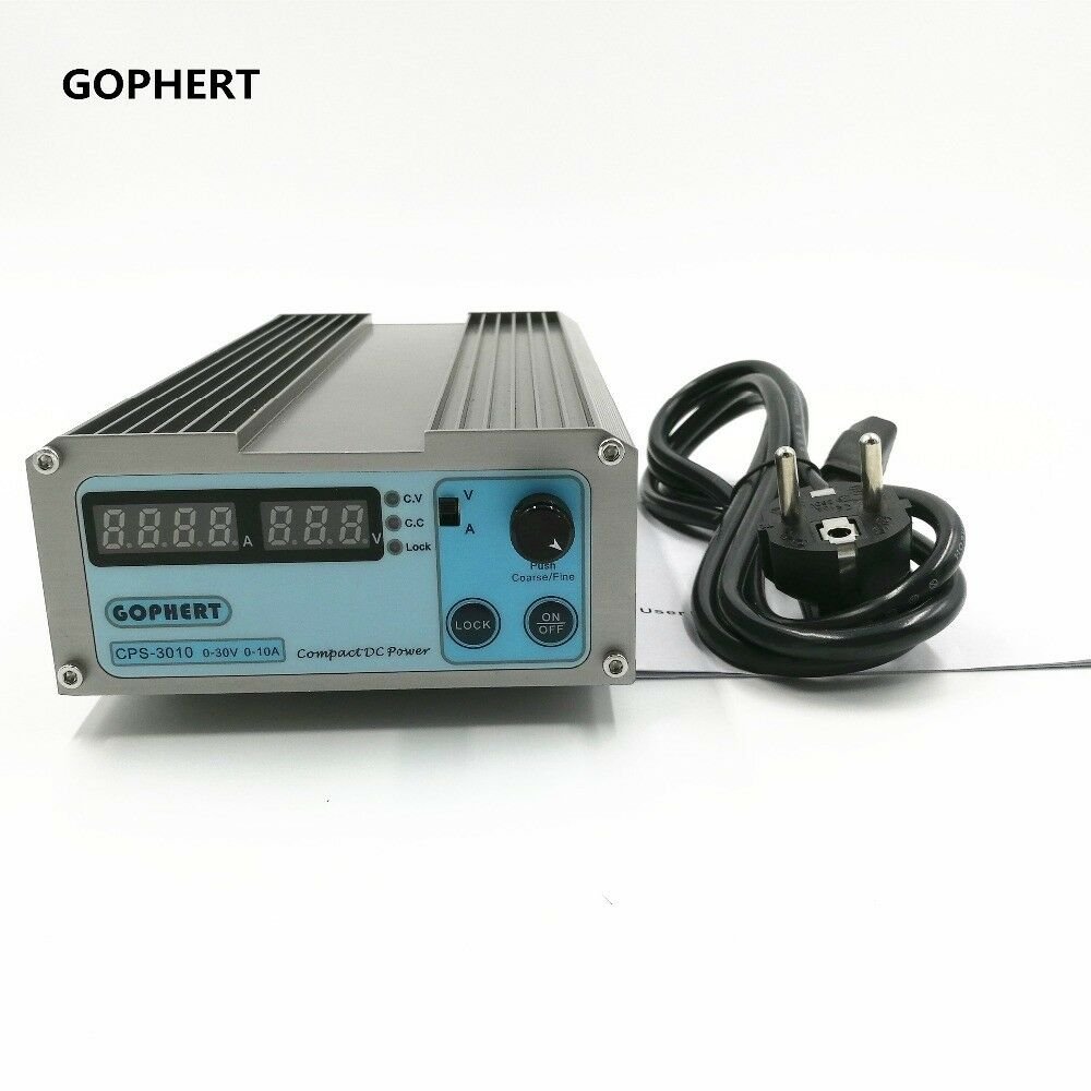 GOPHERT CPS-3010 0-30V 0-10A Compact Digital Adjustable DC Power Supply 110V/220