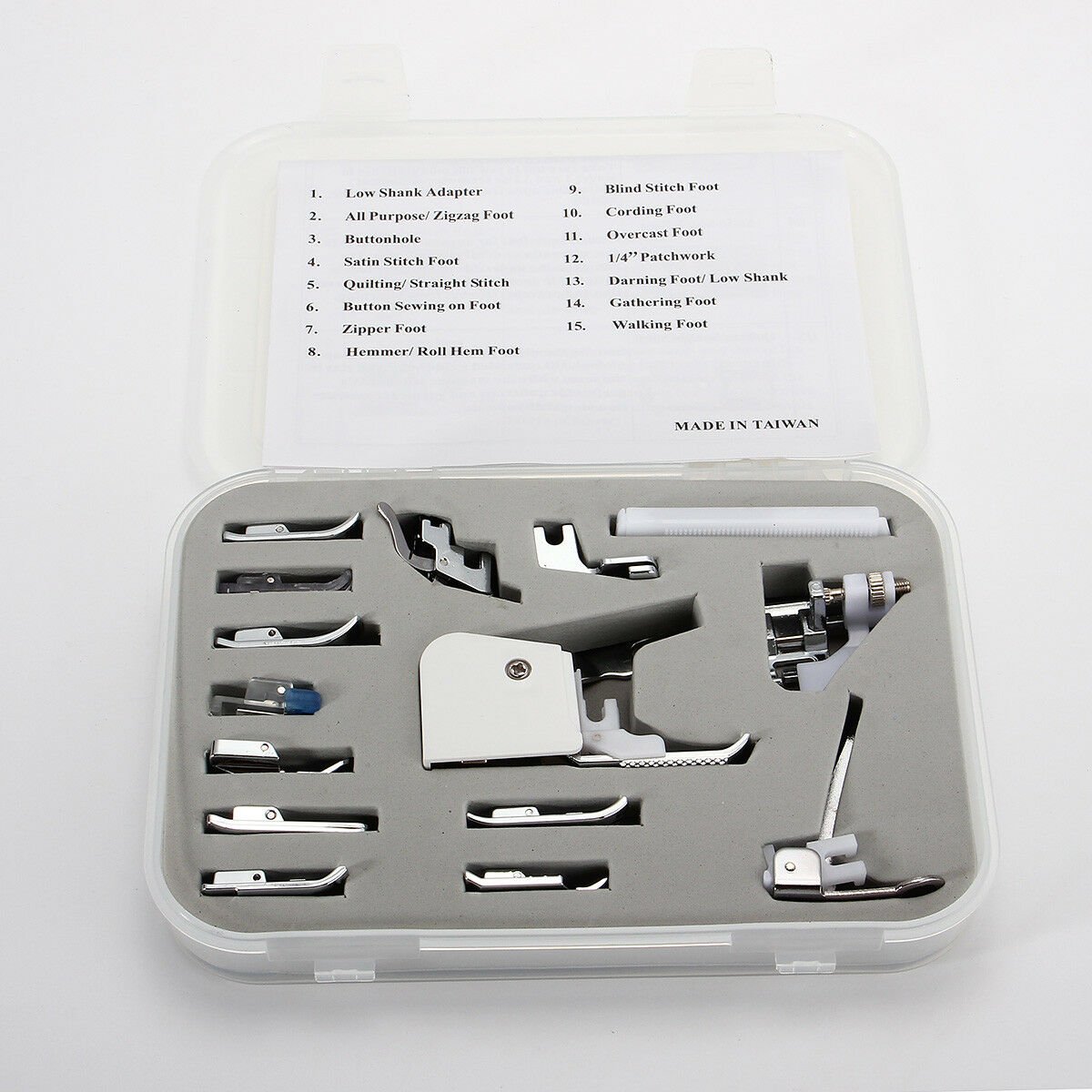 15Pcs Low Shank Sewing Machine Feet Presser Walking Foot Set Kit