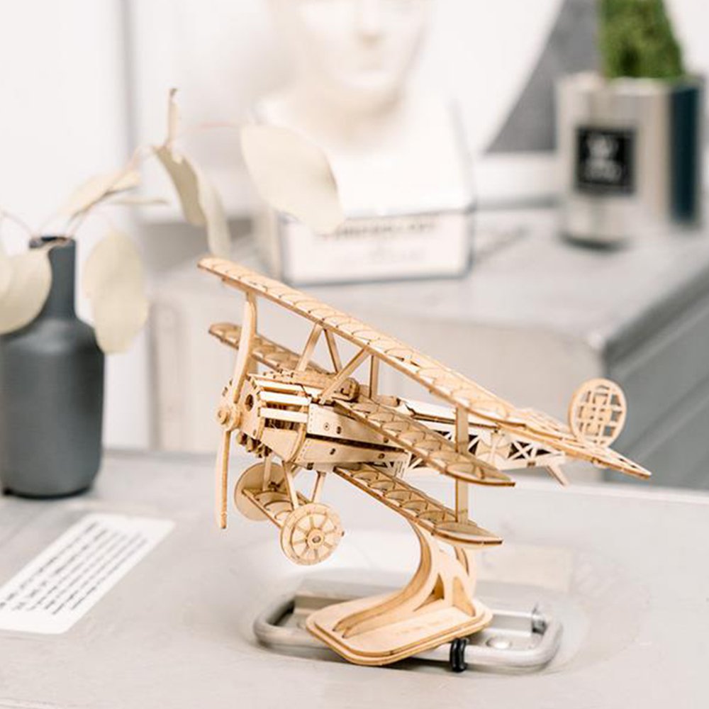 Robotime TG301 Airplane Creative 3D Puzzle Handmade DIY Wooden Assembled Desktop Decoration Toys