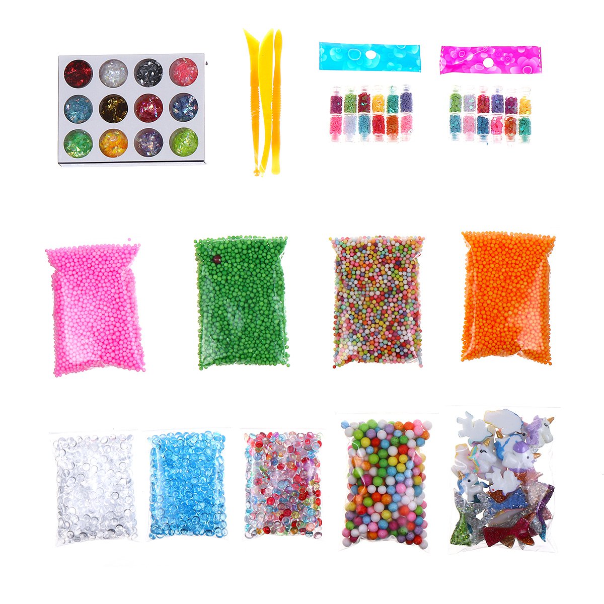 Slime Stuff Charm Fishbowl Beads Glitter Pearls Slime Mylar Flake Slime Containers With Foam Balls