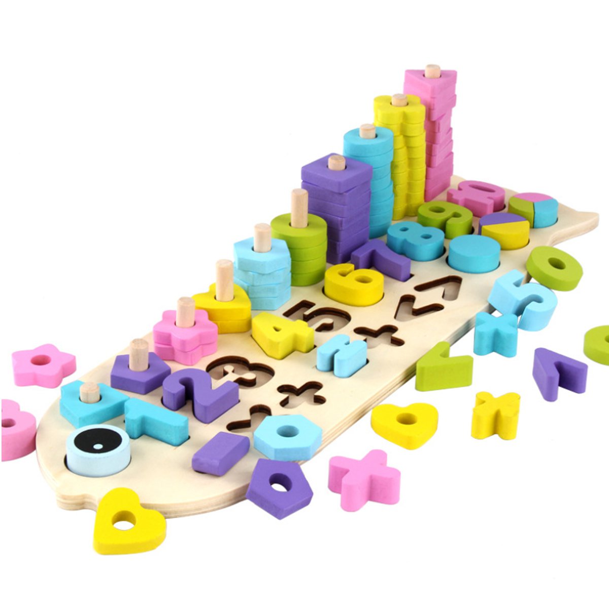 Children Wooden Montessori Learning Count Numbers Matching Digital Shape Match Early Education Teach