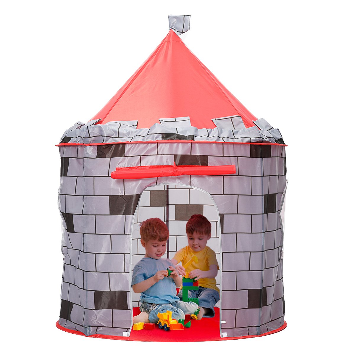 Knight Themed Folding Castle Pops Up Tent Play Toys for Kids Indoor Outdoor Playhouse Gift