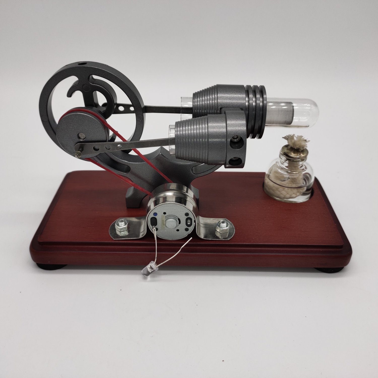 Wood Bottom Plate Stirling Generator With LED Light String Portable Bag Safe Packaging Stirling Engi