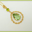 18k Yellow Gold Desire Necklace With Green Amethyst Semi Gemstone And Peridot