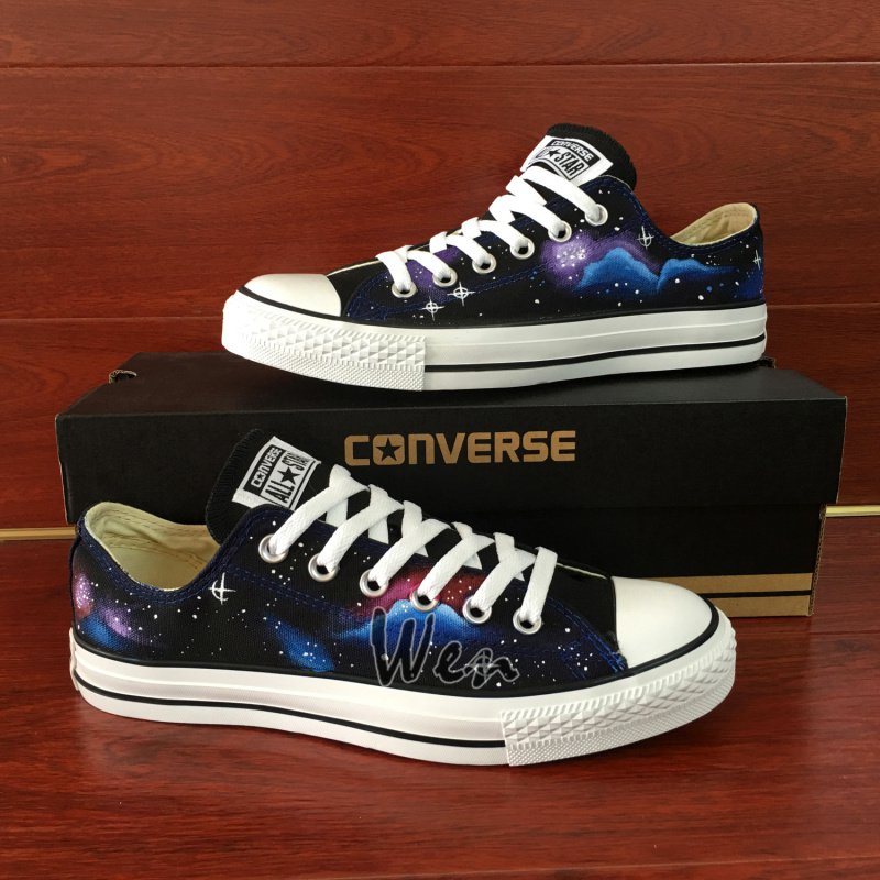 Hand Painted Shoes Converse Galaxy Low Top Canvas Sneakers Men Women ...