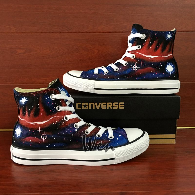 Custom Converse All Star Shoes Galaxy Hand Painted Canvas Sneakers High ...