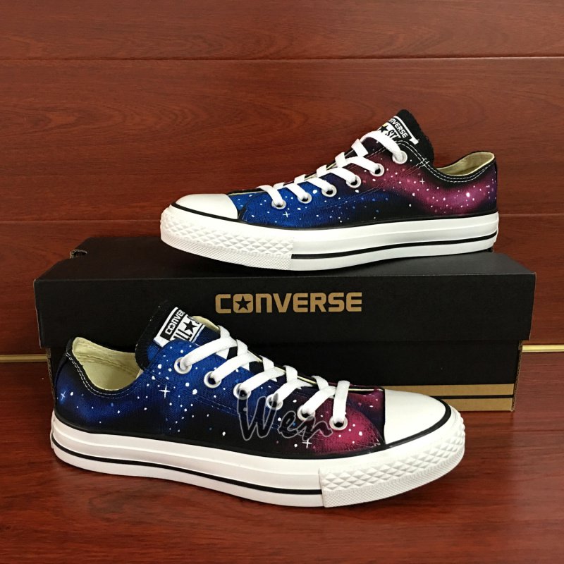 Low Top Galaxy Converse Shoes Custom Hand Painted Canvas Sneakers Men Women Unique Christmas Gifts
