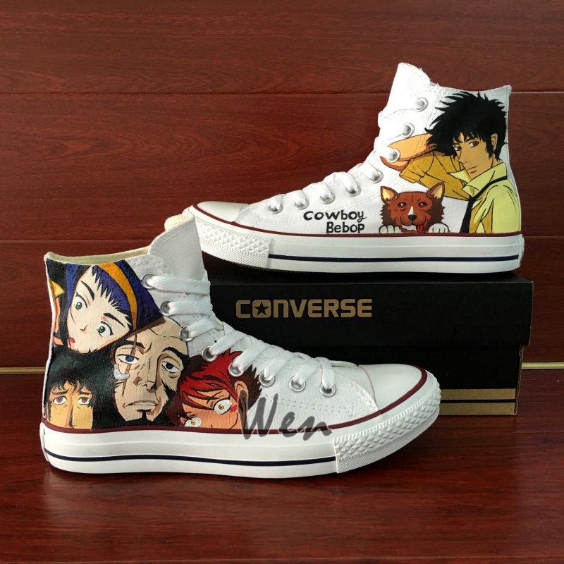 Men Women Converse All Star Cowboy Bebop Custom Hand Painted Shoes High Top Canvas Sneakers Gifts
