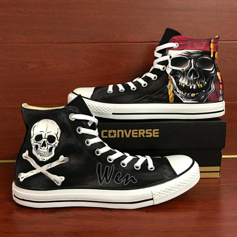 Unique Sneakers Converse All Star Pirate Skull Hand Painted Shoes Canvas Sneakers Best Gifts