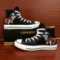 Pet Dog Converse Custom Hand Painted Shoes Black High Top Canvas Sneakers Unique Presents