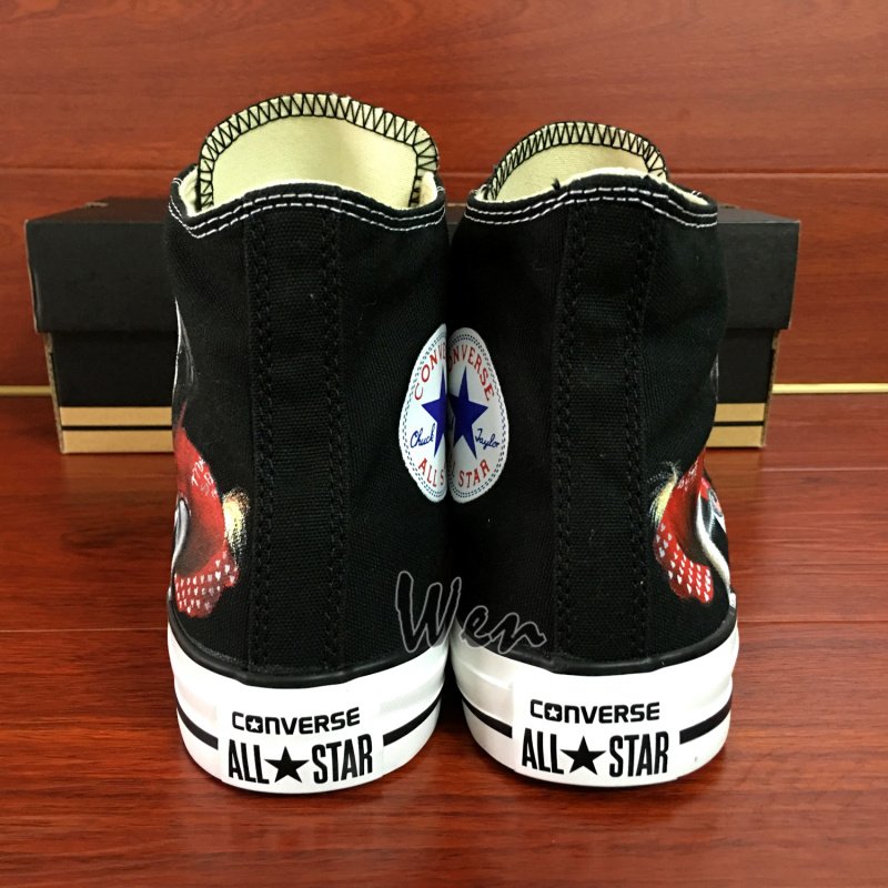 Pet Dog Converse Custom Hand Painted Shoes Black High Top Canvas
