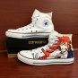 Custom Hand Painted Converse Shoes Anime Black Butler Grell High Top White Canvas Sneakers Gifts