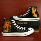 Custom Hand Painted Shoes Converse Cleopatra Egyptian Pharaoh Black High Top Canvas Sneakers