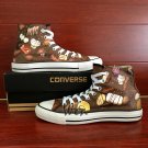 Original Design Hand Painted Shoes Chocolate High Top Converse All Star Canvas Sneakers Presents
