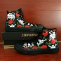 Unique Converse Sneakers Roses Skulls Custom Hand Painted Shoes All Black Canvas Shoes Gifts