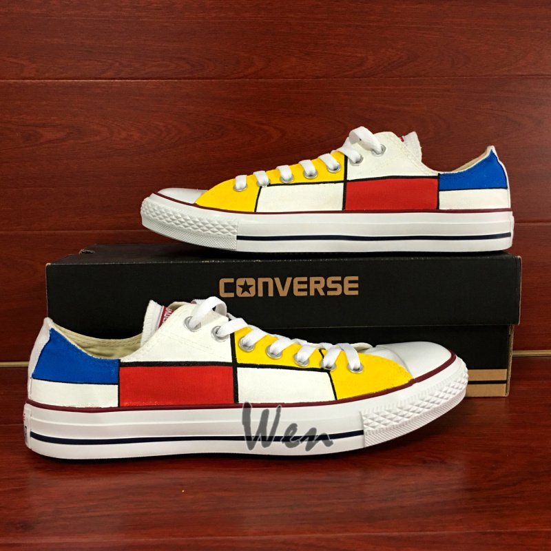 Plaid Low Top Converse Shoes Custom Design Hand Painted Shoes Unique Canvas Sneakers Presents