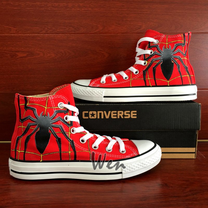 Spider High Top Converse Chuck Taylor Shoes Custom Hand Painted Canvas ...
