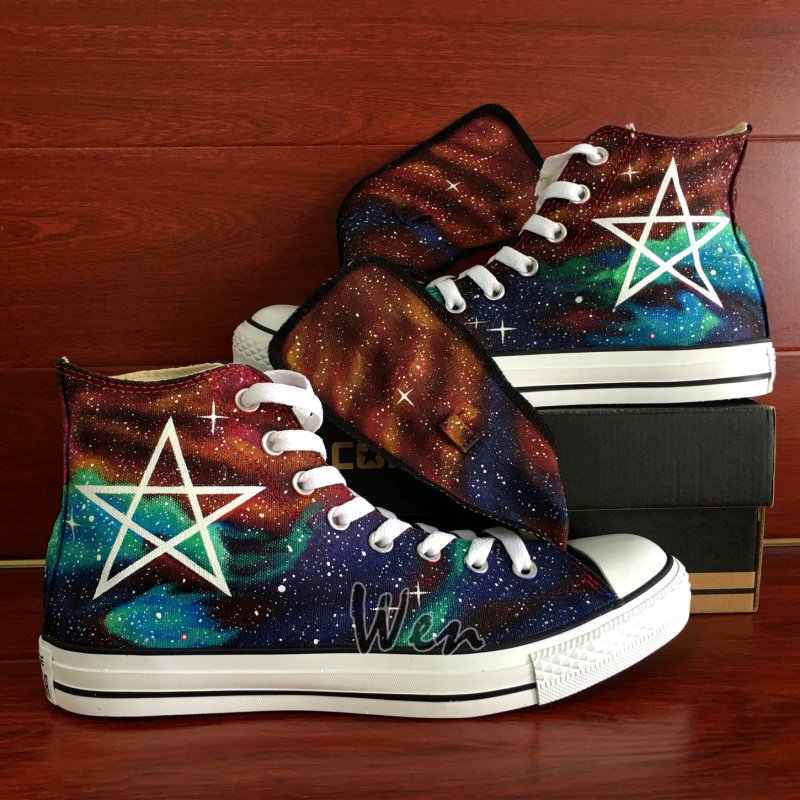 Unique Converse Sneaker Birthday Gifts Men Women Harajuku Galaxy Custom Hand Painted Canvas Shoes