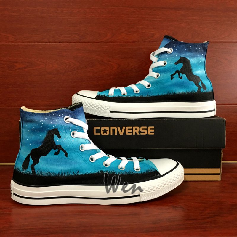 Unique Canvas Sneakers Horse Night Sky Converse All Star Hand Painted Canvas Shoes Birthday Gifts
