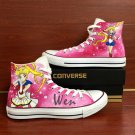 Pink Converse All Star Sailor Moon Hand Painted Shoes High Top Canvas Sneakers Womens Gifts