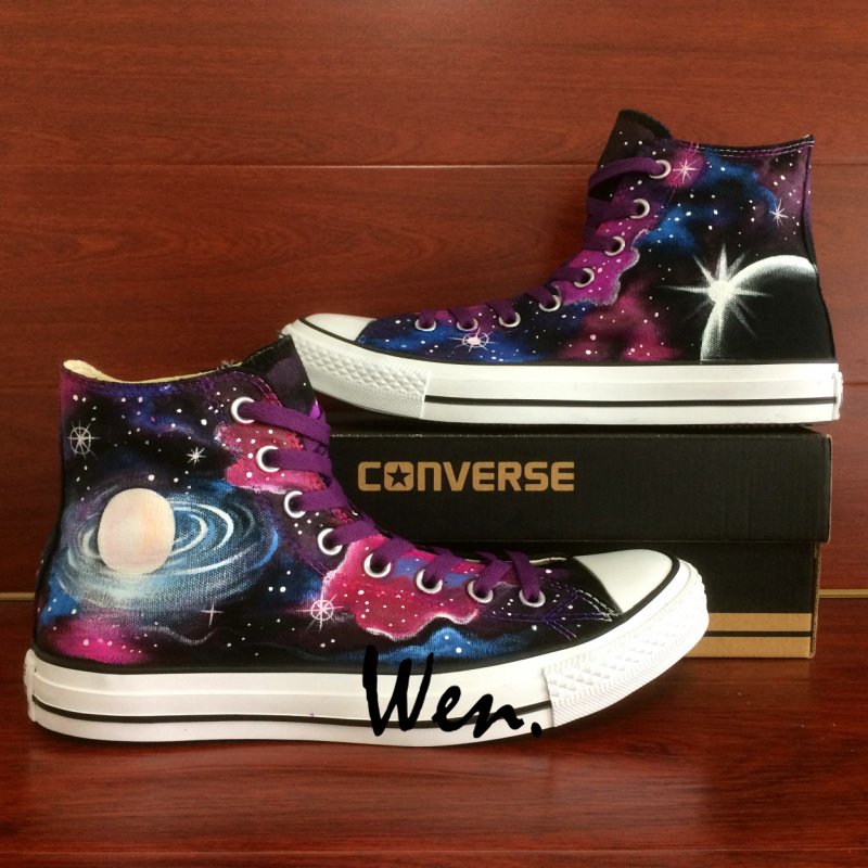 Custom Shoes Converse Galaxy Universe High Top Hand Painted Canvas ...