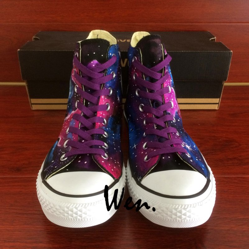 Custom Shoes Converse Galaxy Universe High Top Hand Painted Canvas ...