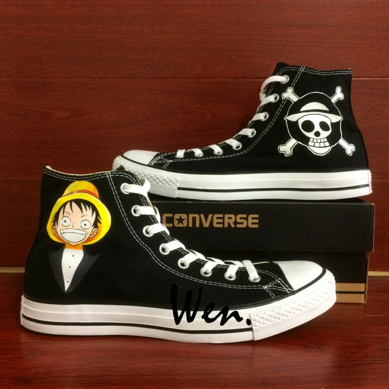 Luffy Hand Painted Shoes One Piece Converse All Star Men Women Canvas ...