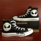 Smiling Skeleton Black Converse All Star Hand Painted Shoes Unique Canvas Sneakers Gifts