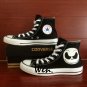 Smiling Skeleton Black Converse All Star Hand Painted Shoes Unique Canvas Sneakers Gifts