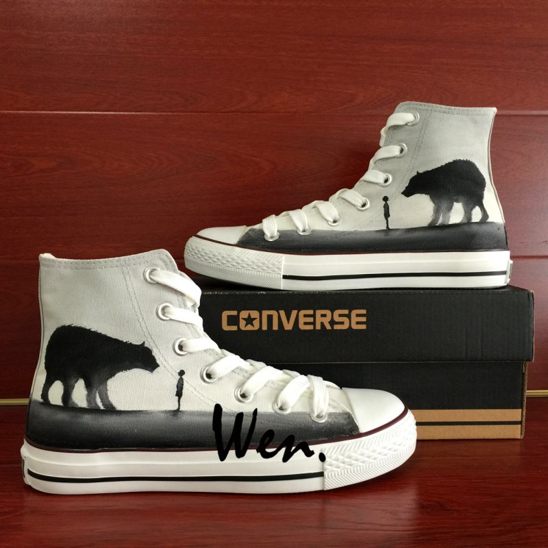 Original Design Hand Painted Converse Shoes Boy and Bear High Top Canvas Sneakers Men Women Gifts