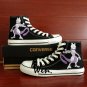 Pokemon Go Mewtwo Converse Chuck Taylor Hand Painted Shoes Black Canvas Sneakers for Men Women