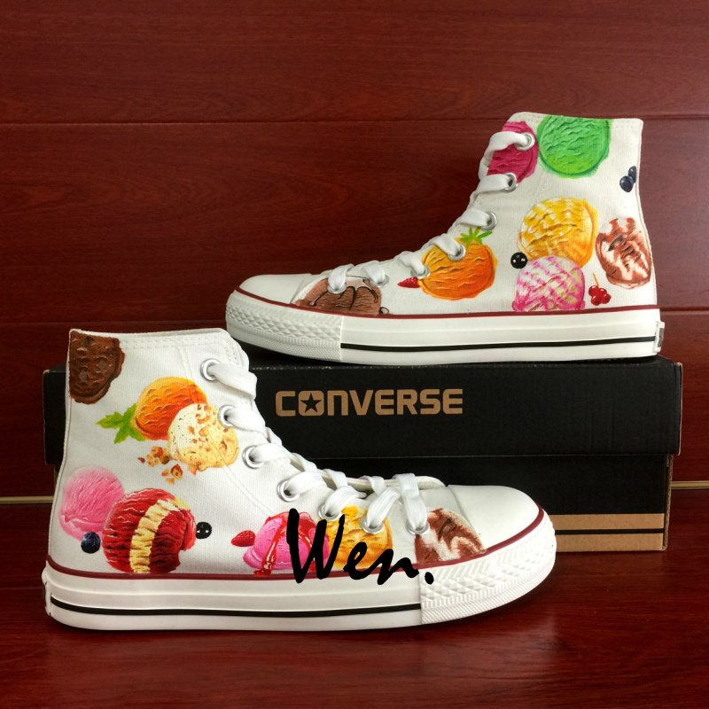 Custom Design Converse Chuck Taylor Men Women Ice Cream High Top Canvas Sneakers Unique Presents