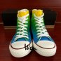 Custom Converse All Star Hand Painted Shoes Color Gradient Yellow Green Fashion Canvas Sneakers
