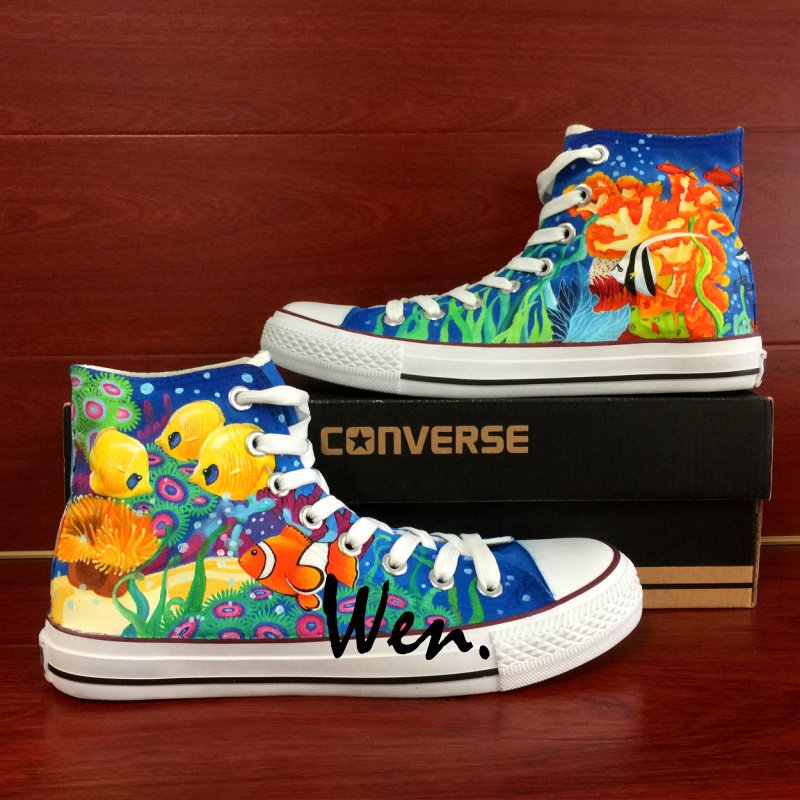 Hand Painted Converse Shoes Colorful Sea World Men Women High Fashion Canvas Sneakers Gifts
