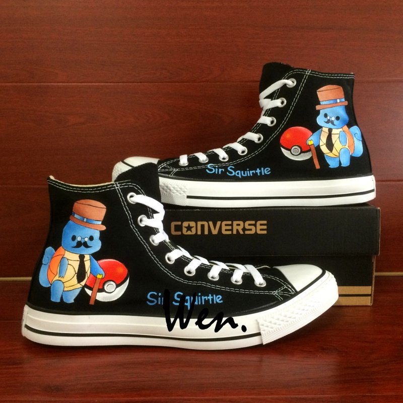 Sir Squirtle Men Women Converse Chuck Taylor Custom Hand Painted Shoes Black Canvas Sneakers
