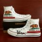 California Flag Bear Hand Painted Converse Shoes High Top White Canvas Sneakers Birthday Gifts