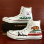 California Flag Bear Hand Painted Converse Shoes High Top White Canvas Sneakers Birthday Gifts