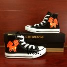 Men Women Converse Shoes Pokemon Vulpix Hand Painted Shoes Black High Top Canvas Sneakers Gifts