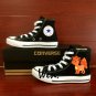 Men Women Converse Shoes Pokemon Vulpix Hand Painted Shoes Black High Top Canvas Sneakers Gifts