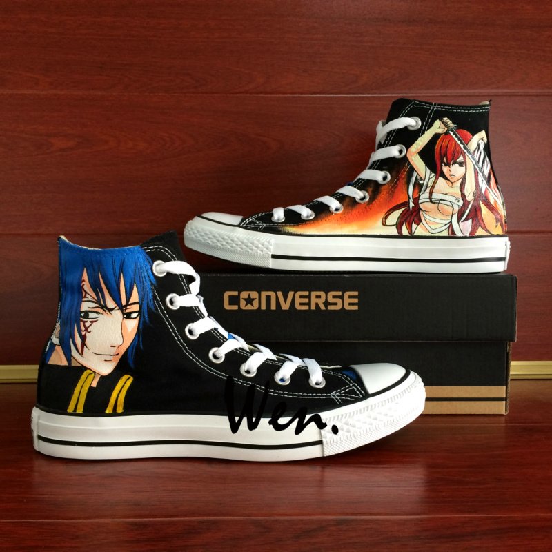 Men Women High Top Sneakers Converse Fairy Tail Hand Painted Canvas Shoes Birthday Gifts