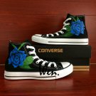 Blue Rose High top Converse Shoes Men Women Custom Hand Painted Shoes High Top Canvas Sneakers